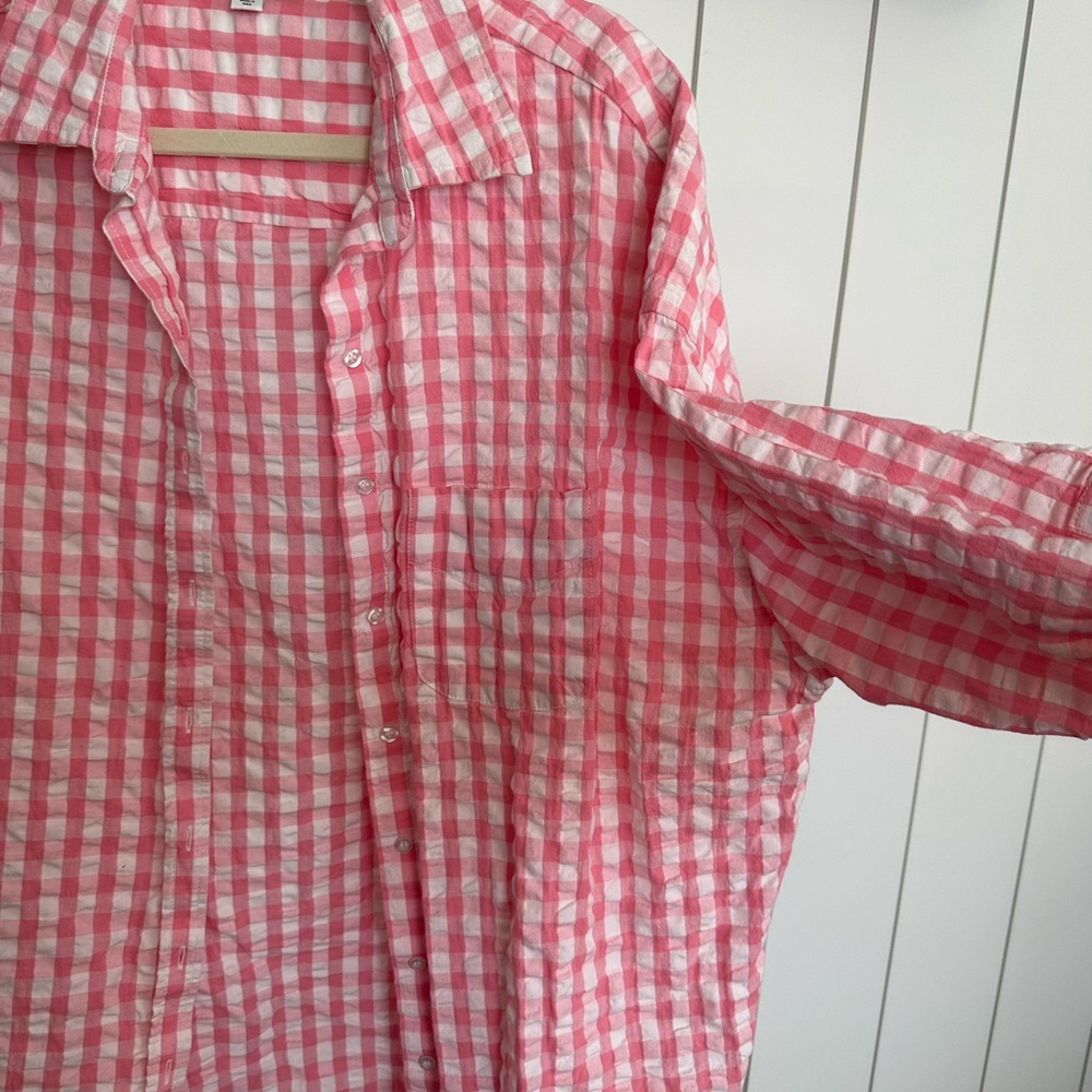 Topshop women’s pink and white gingham top - Picture 3 of 4